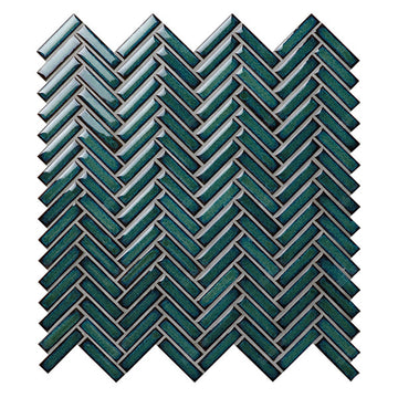 Herringbone Dark Green 306X299 mm Gloss