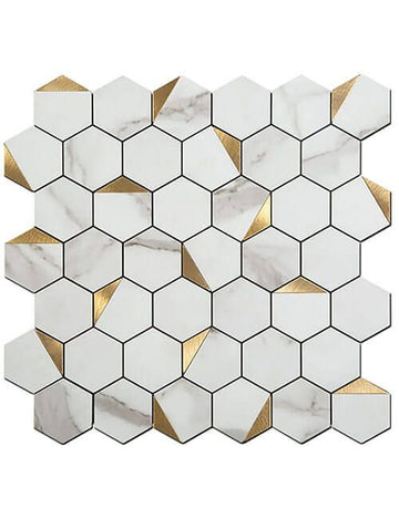 Orion Hexagon Marble Mosaic With Gold Plating