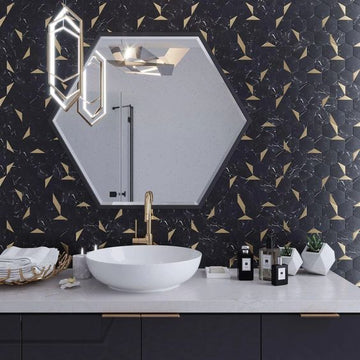 Orion Hexagon Marble Mosaic With Gold Plating