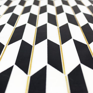 Gatsby Chevron Mosaics With Brass Line