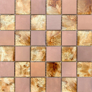 MOSAICO FLORA COPPER J5 300 x 300 mm Glass, Copper