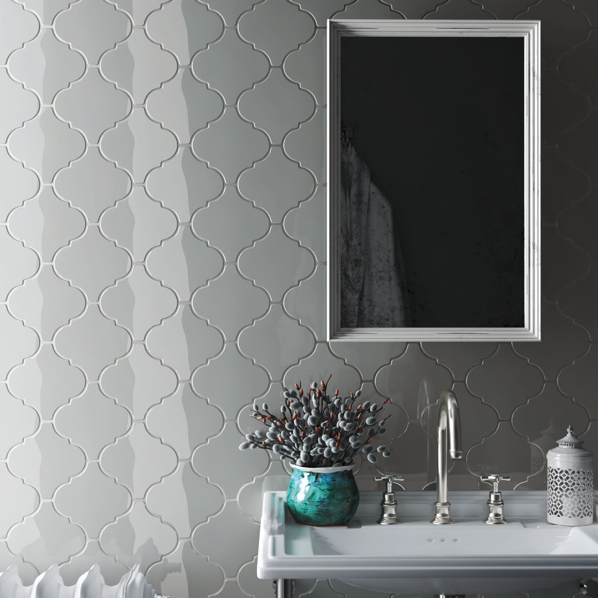 Bondi arabesque grey 150x150 mm Shiny Gloss