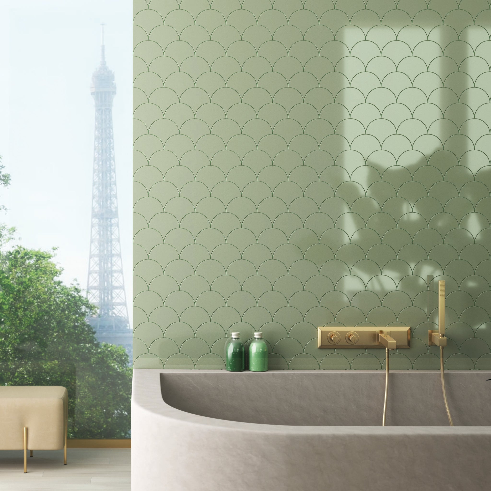 Bondi fan green 150x130 mm Shiny Gloss