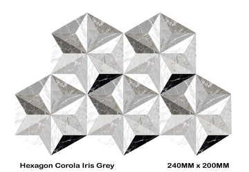 Hexagon Corola Iris Grey 198x228 mm Matt