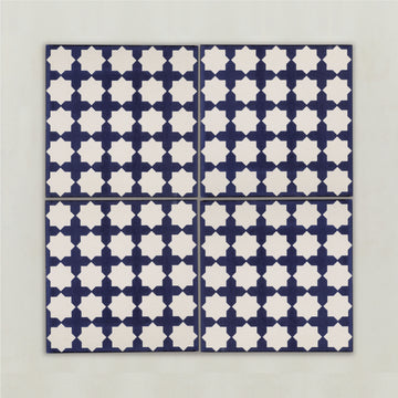 White & Blue Star Pattern Tile