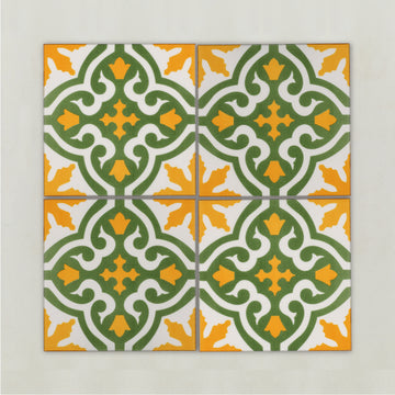 Yellow & Green Athangudi Pattern Tile